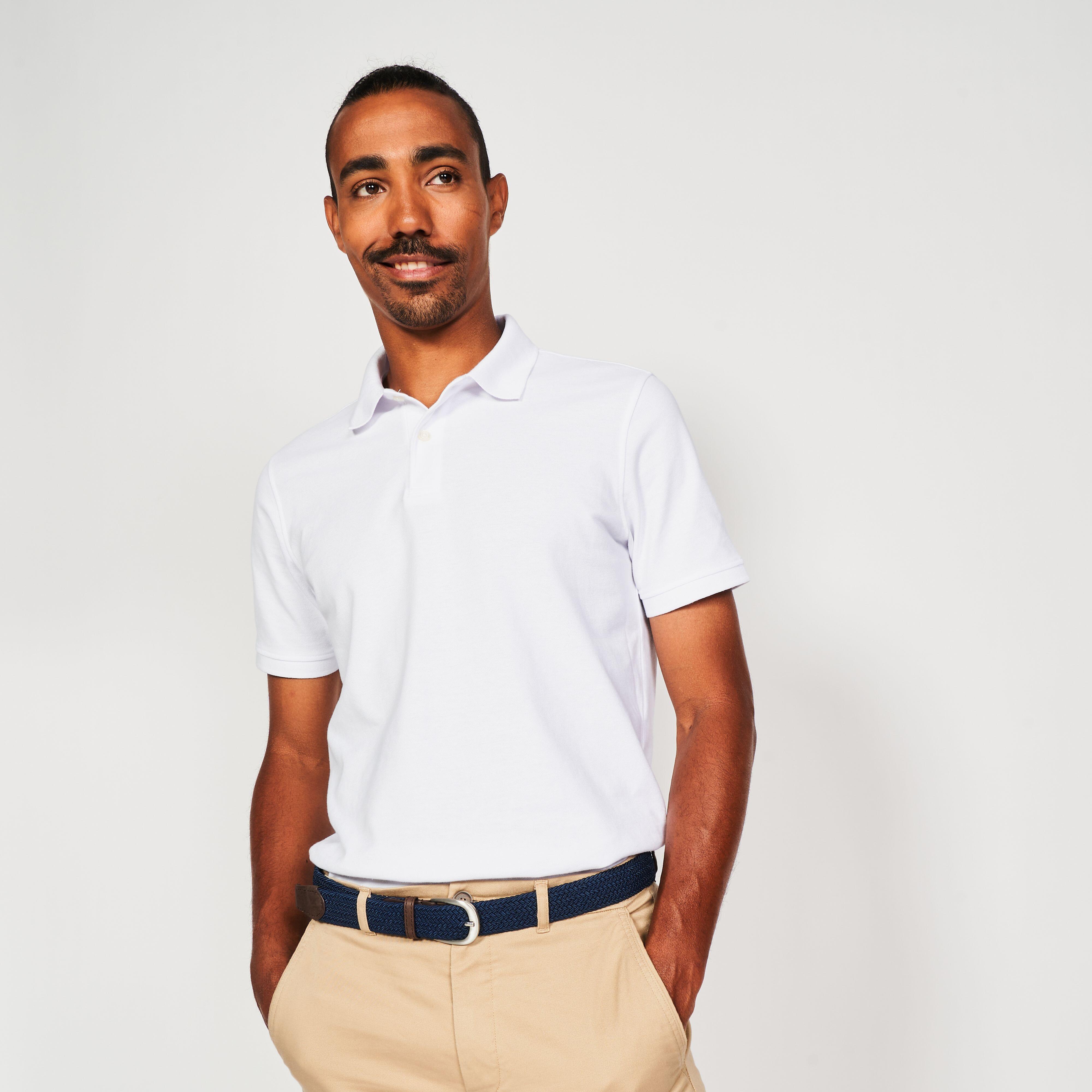 Tricou Polo Golf Bumbac și poliester MW500 Alb Bărbați