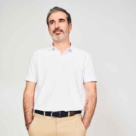 Men’s golf cotton short-sleeved polo shirt - MW500 White