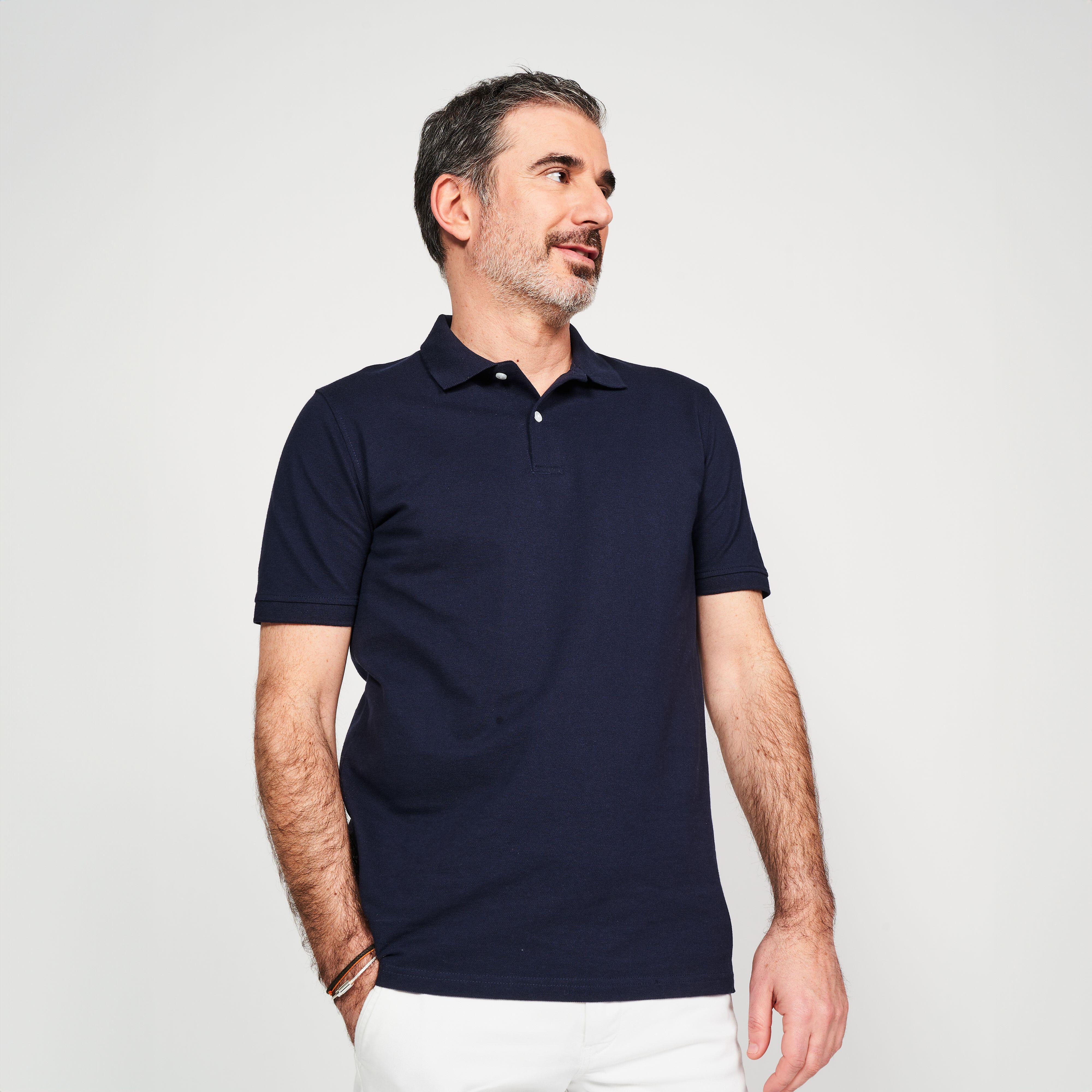 Men s golf short sleeved polo shirt MW500 navy blue