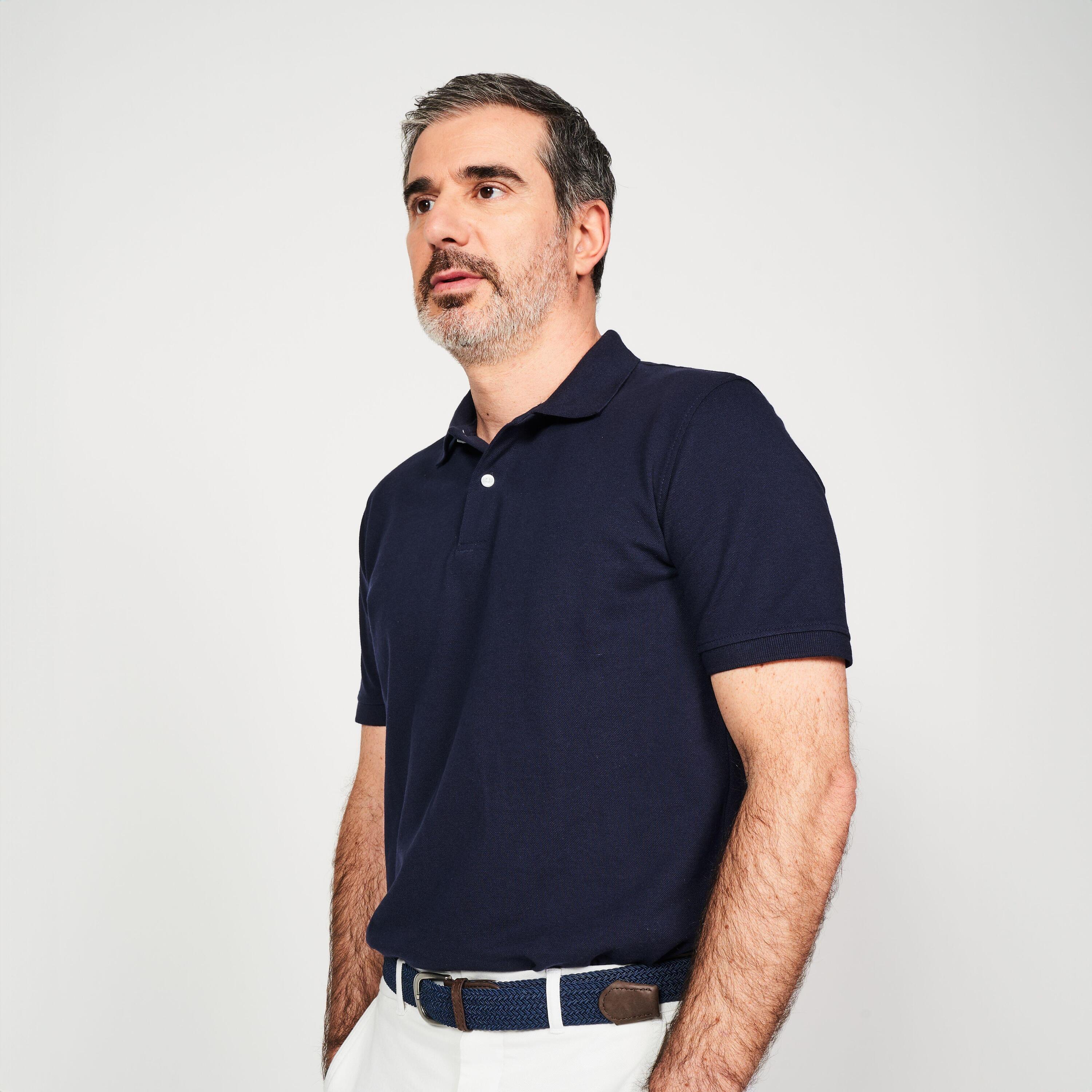 Polo de golf em algodão poliéster manga curta Homem - MW500 azul marinho 3/6