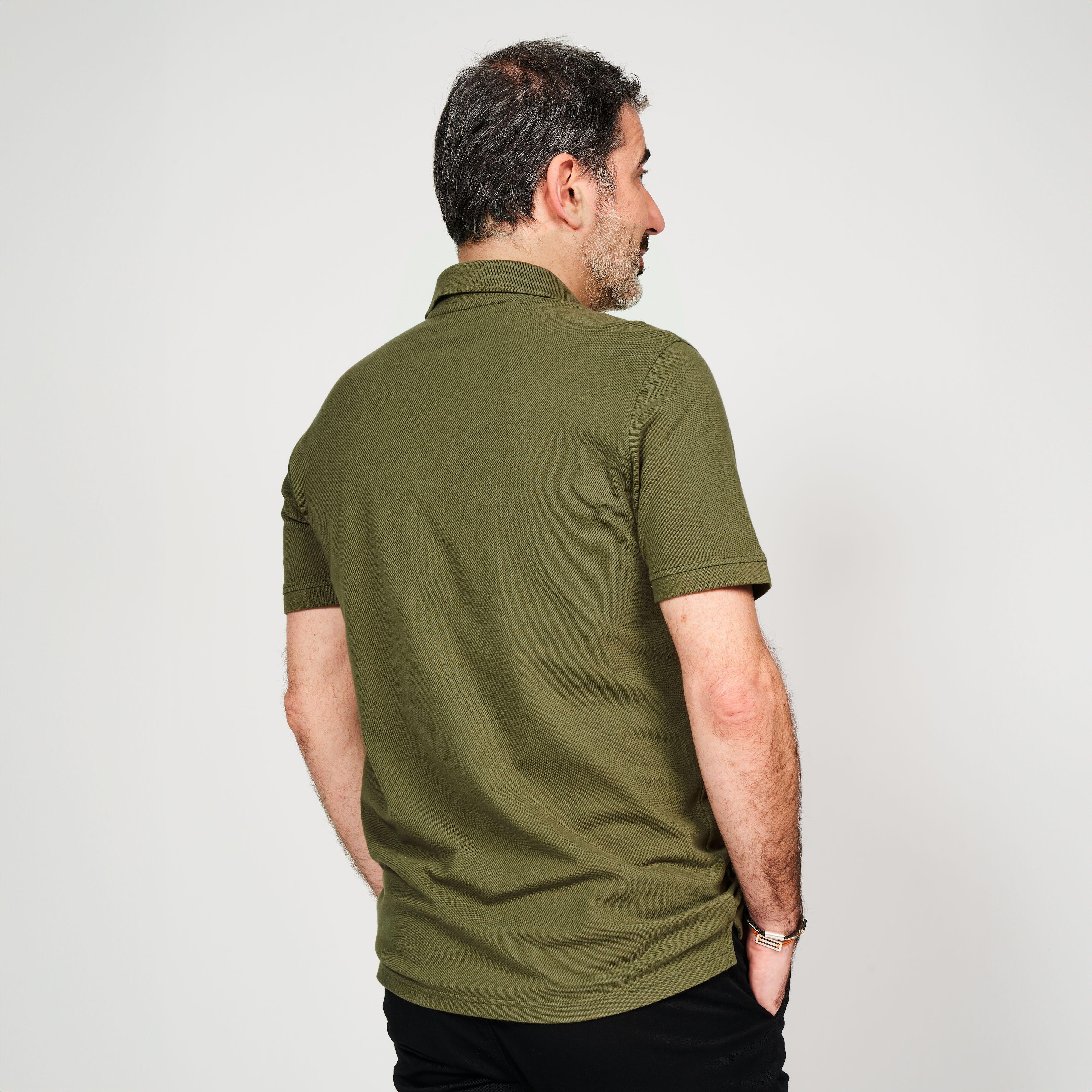 Men s short sleeved golf polo shirt MW500 khaki