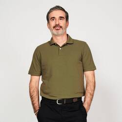 Men's golf cotton short-sleeved polo shirt - MW500 Khaki