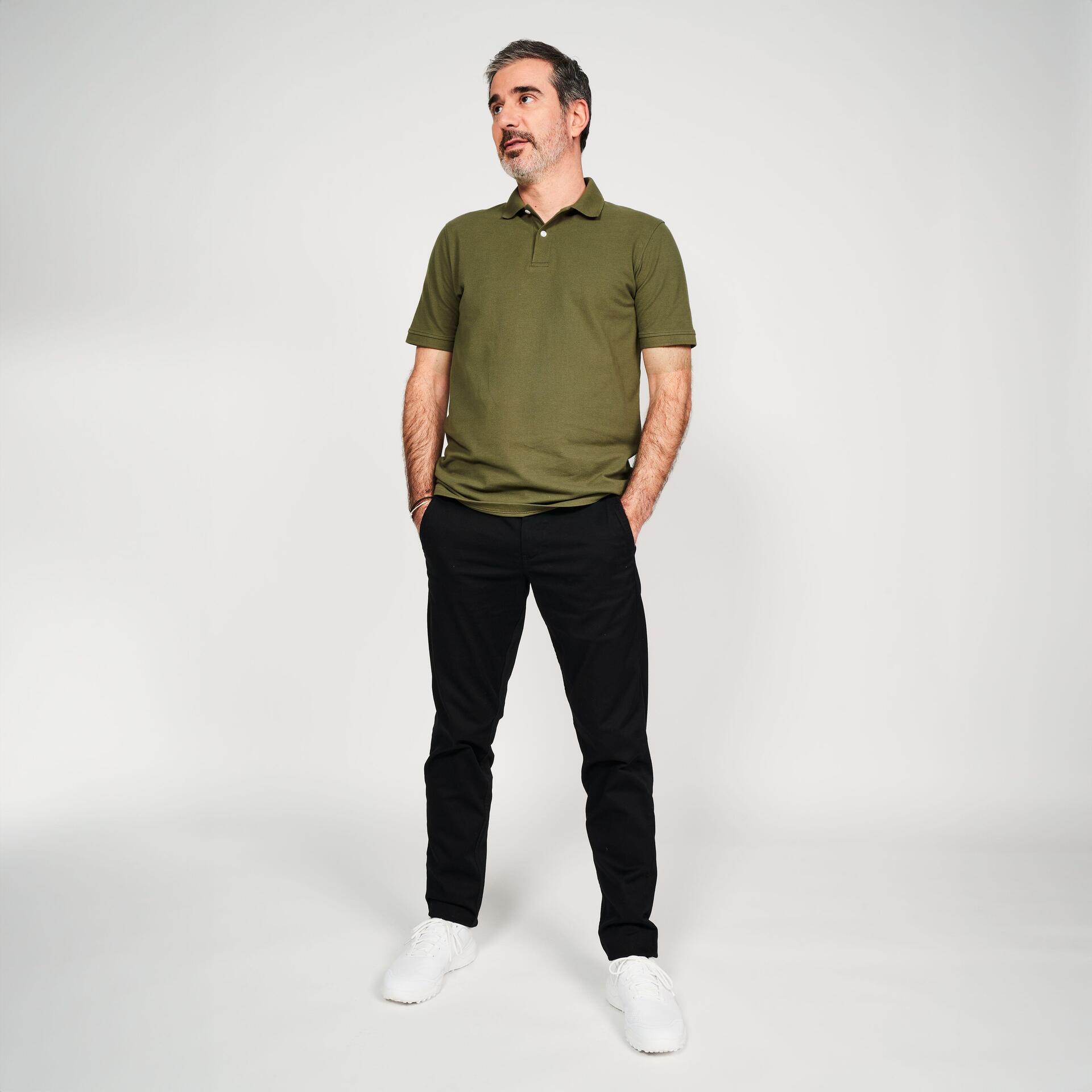 Men's golf cotton and polyester short-sleeved polo shirt MW500 khaki