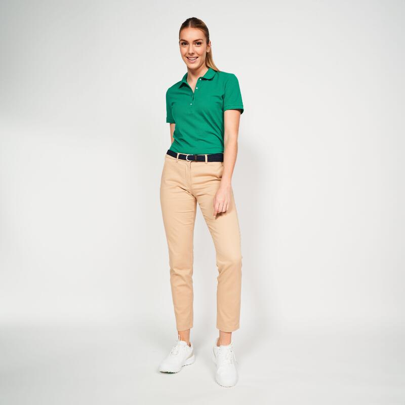 Tricou Polo golf din bumbac MW500 Verde smarald Damă