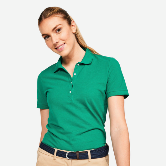 Polo golf en coton polyester manches courtes femme, MW500 vert émeraude