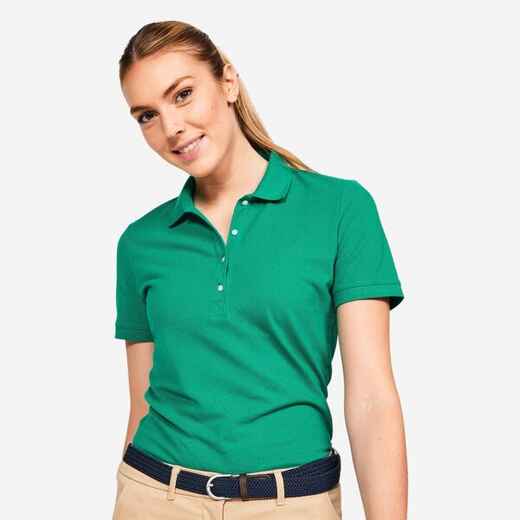 Camiseta Polo Manga Corta de Golf Mujer MW500 Verde Esmeralda