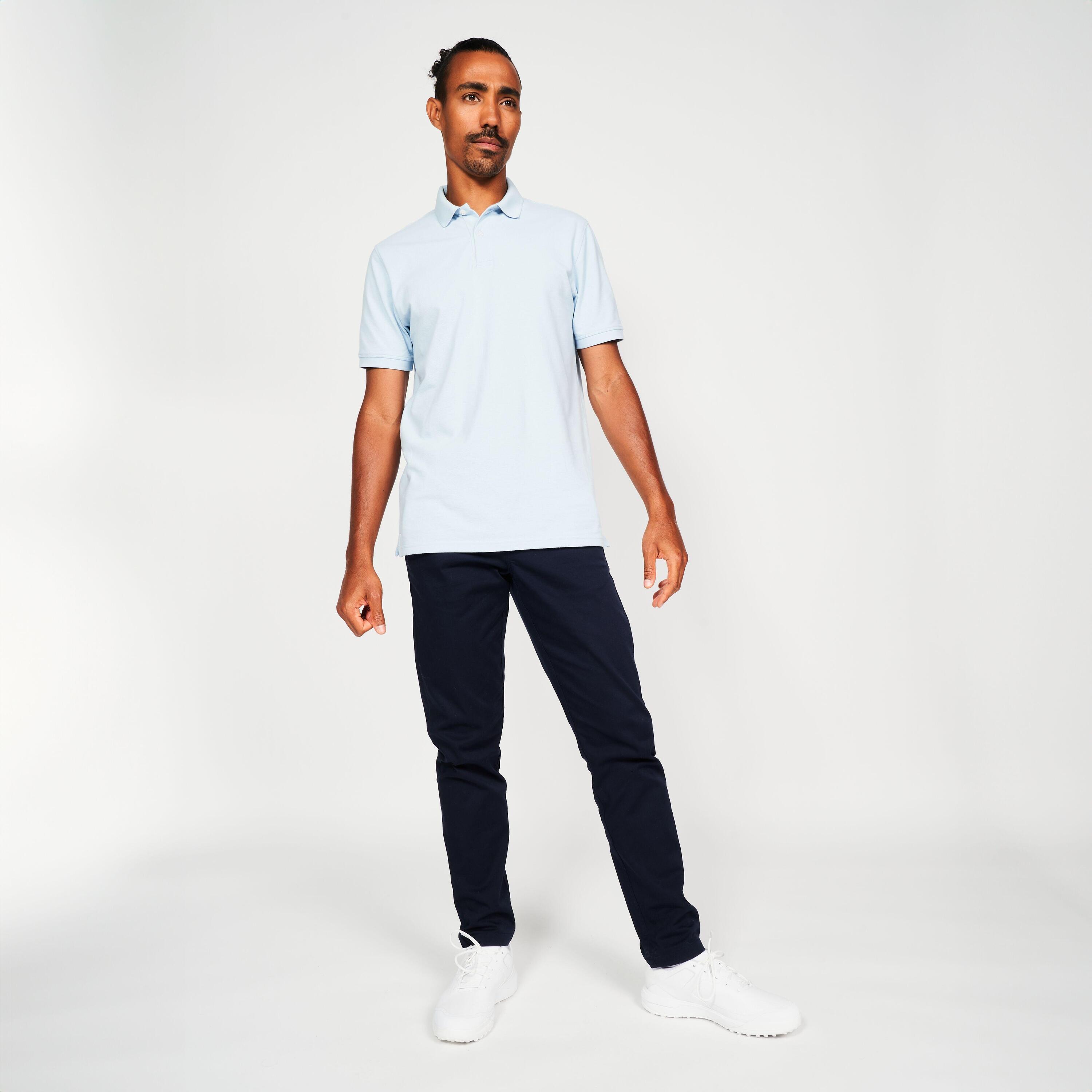 Polo de golf en coton polyester manches courtes homme, MW500 bleu 2/6