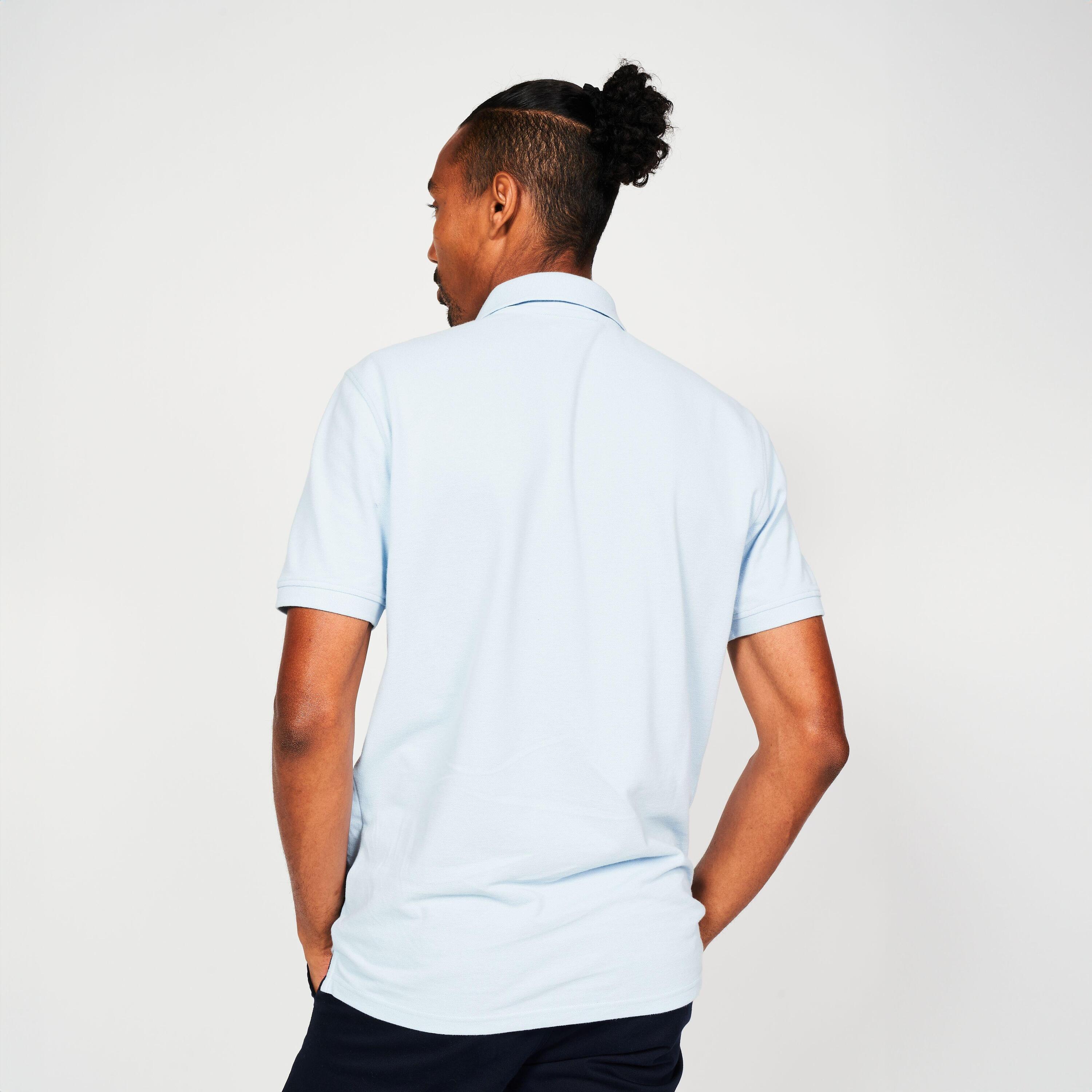 Polo de golf en coton polyester manches courtes homme, MW500 bleu 3/6
