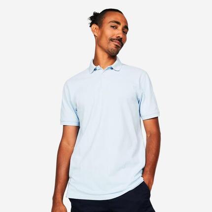 Polo de golf en coton polyester manches courtes Homme, MW500 bleu ardoise