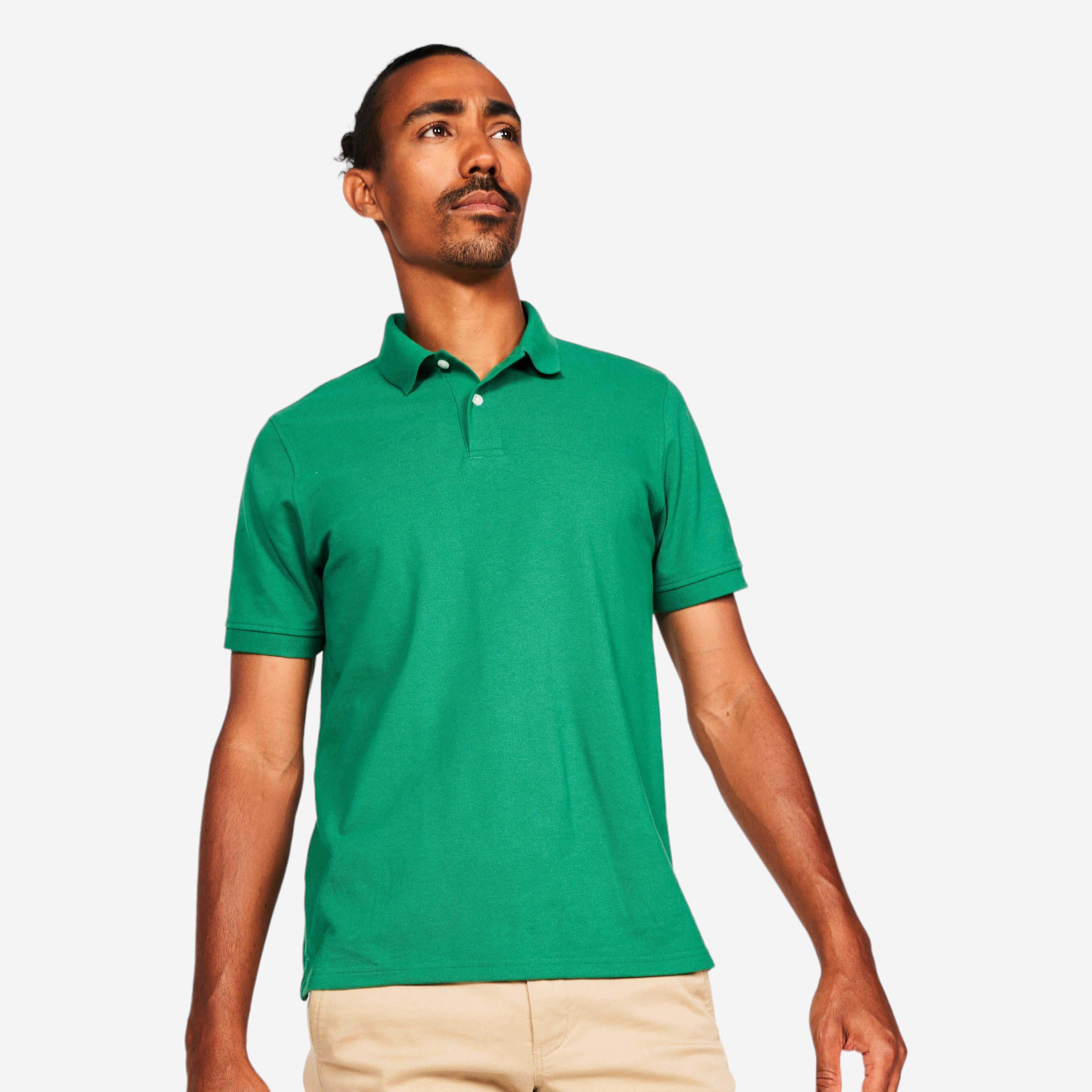 Polo de golf de algodon manga corta Hombre MW500 caqui Decathlon
