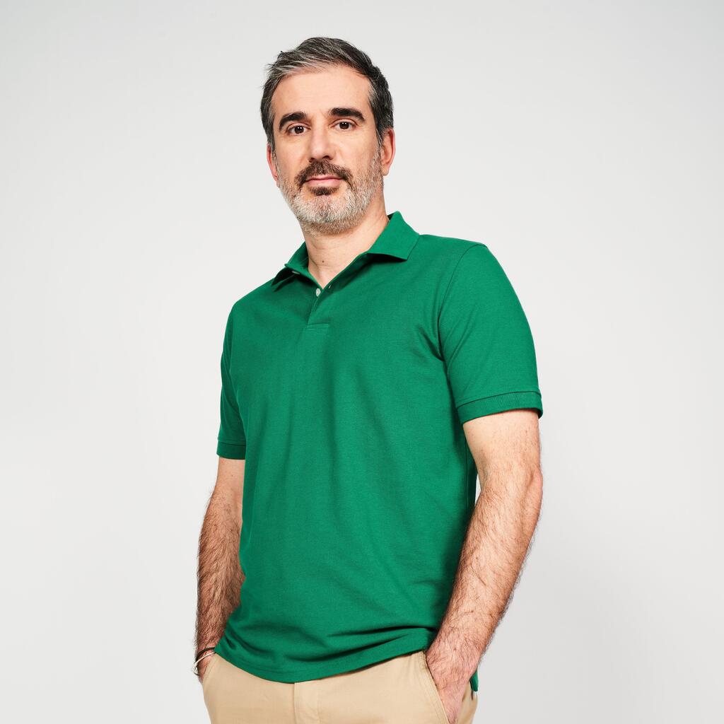 Men's golf cotton short-sleeved polo shirt - MW500 Forest green