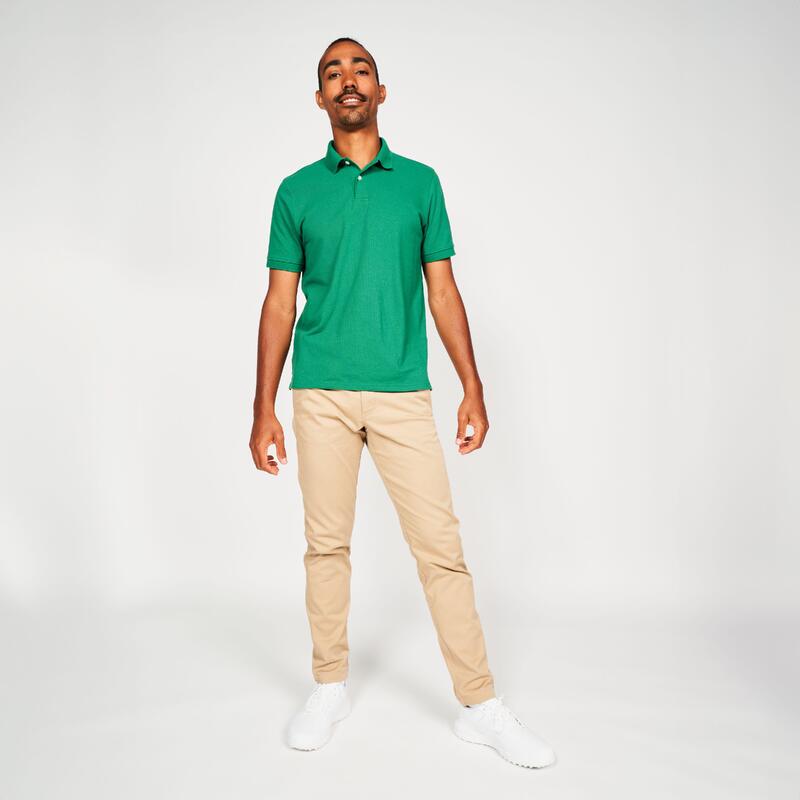 Tricou polo de golf din bumbac și poliester cu mâneci scurte Bărbați MW500 verde