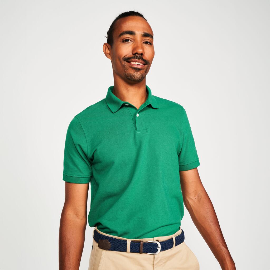 Men's golf cotton short-sleeved polo shirt - MW500 Forest green