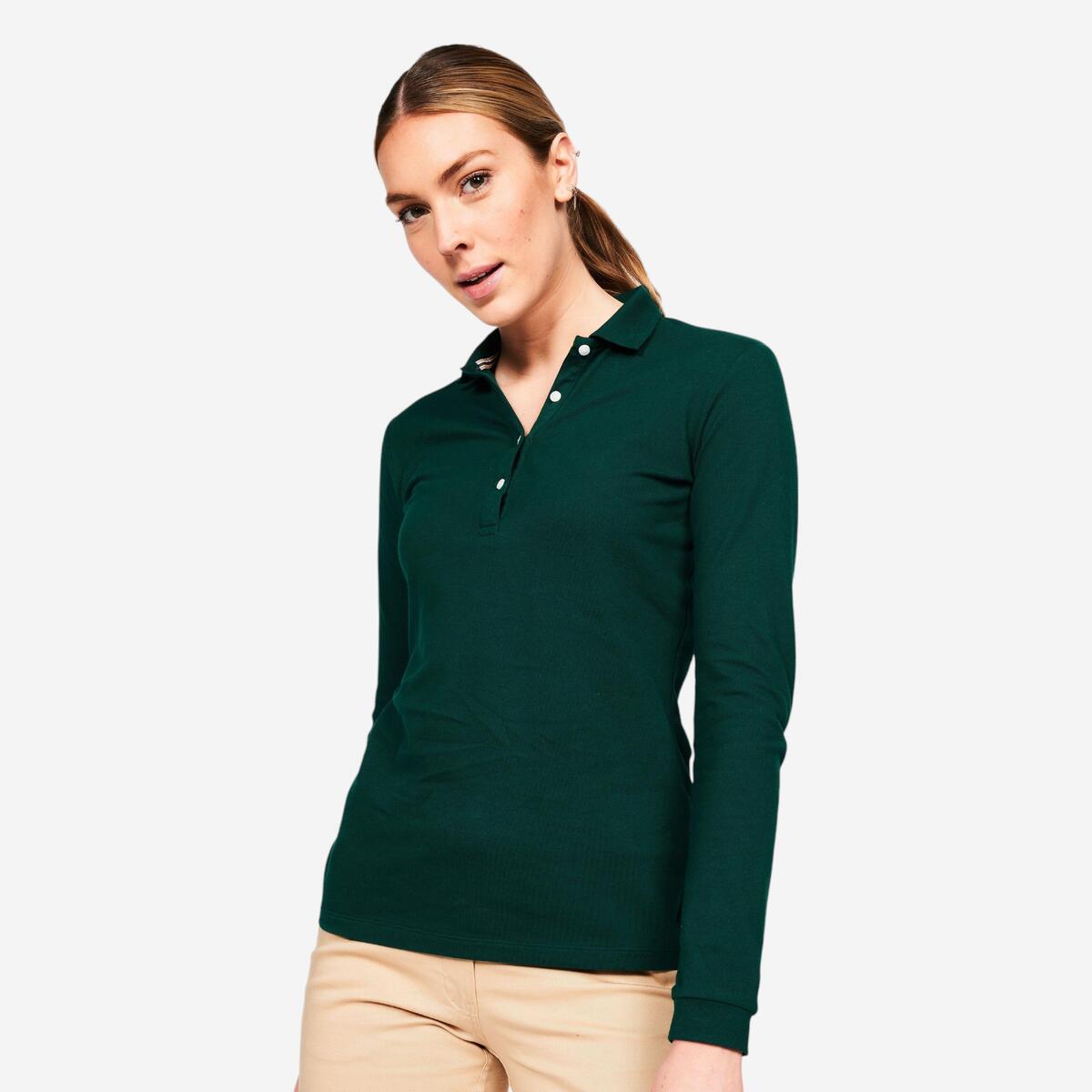 Polo golf manches longues femme - mw500 vert
