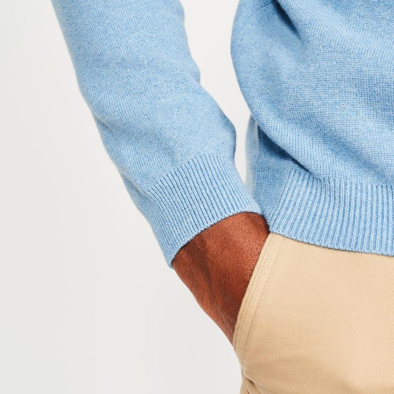 Pull de golf col montant zippé Homme, MW500 bleu ciel