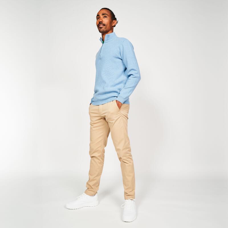 Pull de golf col montant zippé Homme, MW500 bleu ciel