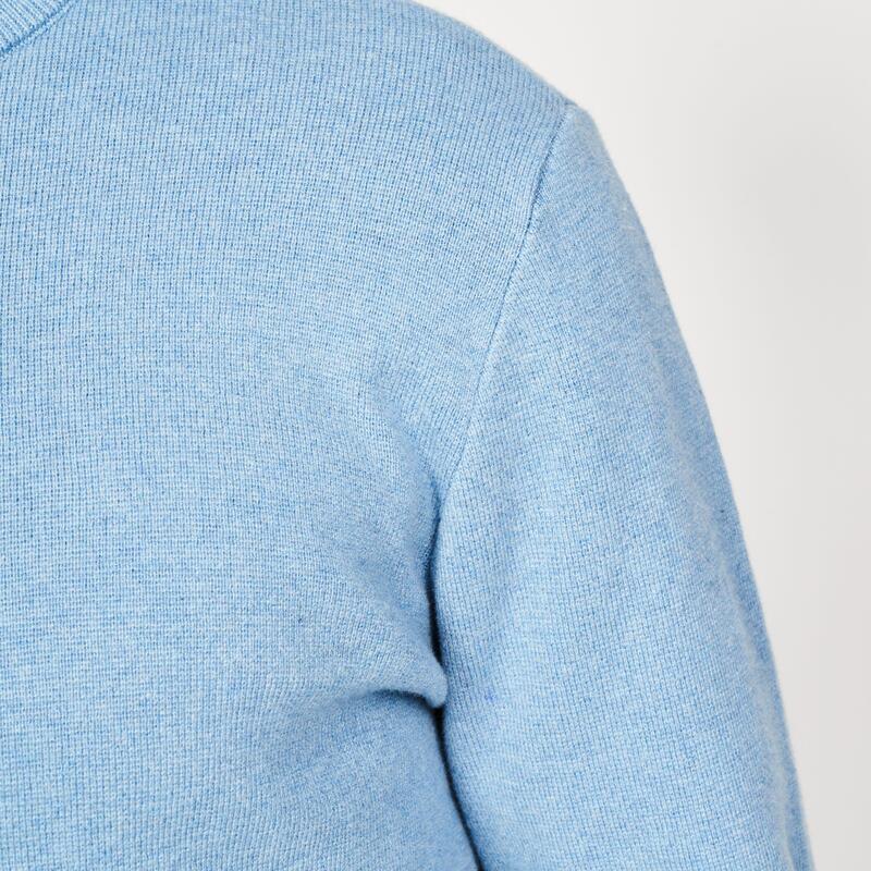 Pull de golf col montant zippé Homme, MW500 bleu ciel