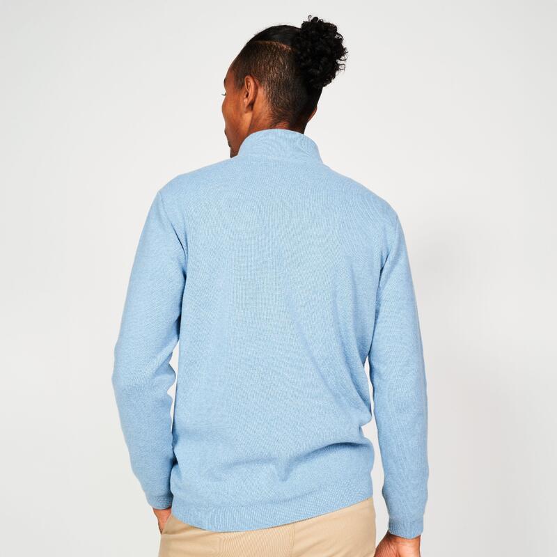 Pull de golf col montant zippé Homme, MW500 bleu ciel