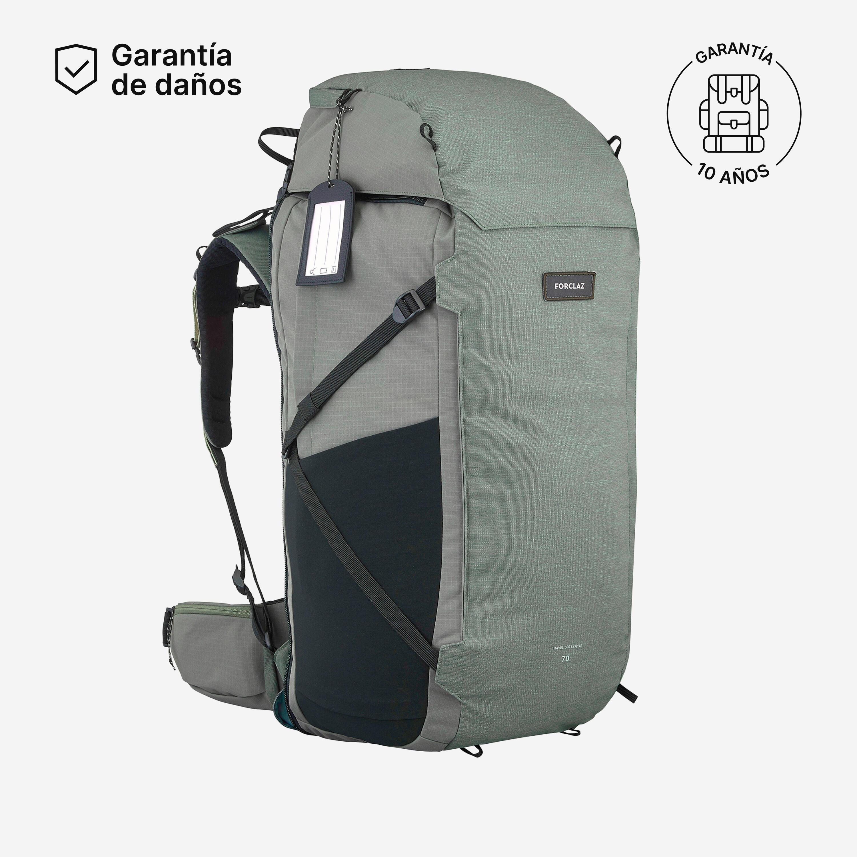 Mochila montaña y trekking viaje 70+6 L Hombre Forclaz Travel 500 2/18