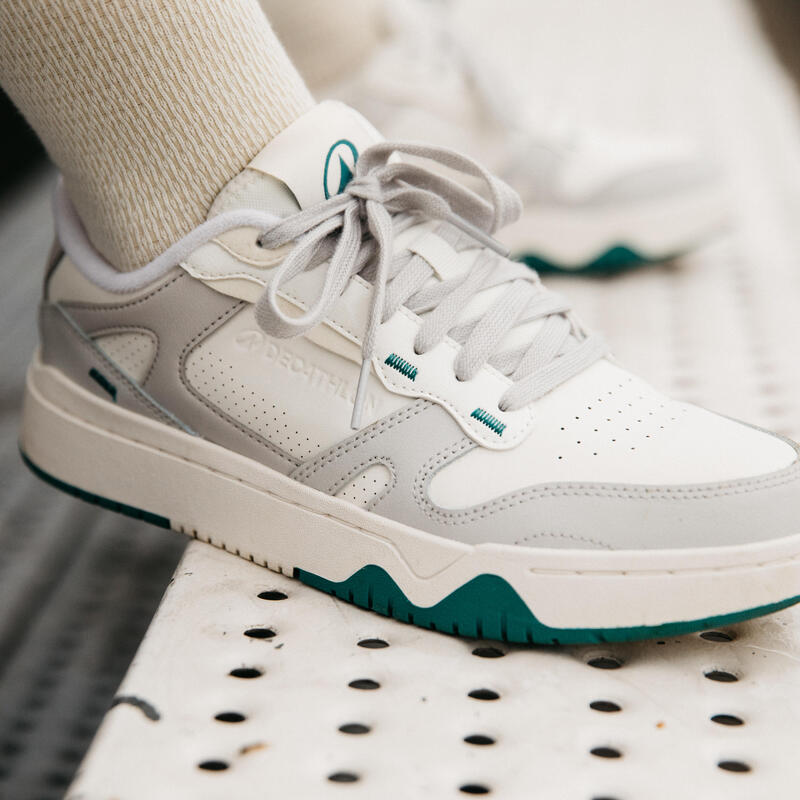 Baskets en cuir CJ80 femme gris et vert
