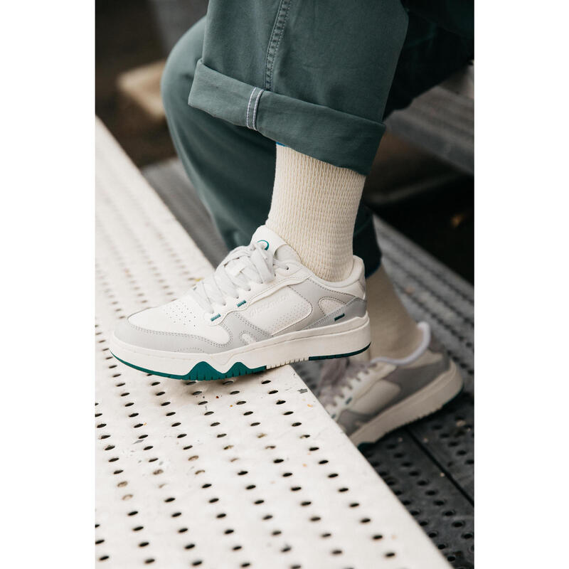 Baskets en cuir CJ80 femme gris et vert