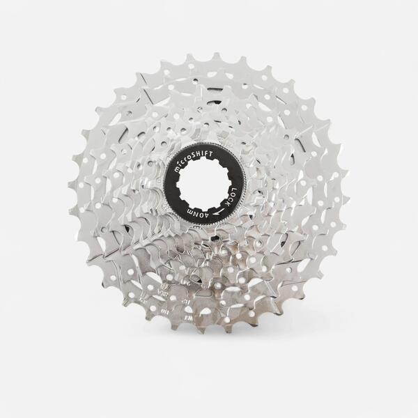 Silver road bike cassette with eleven sprockets