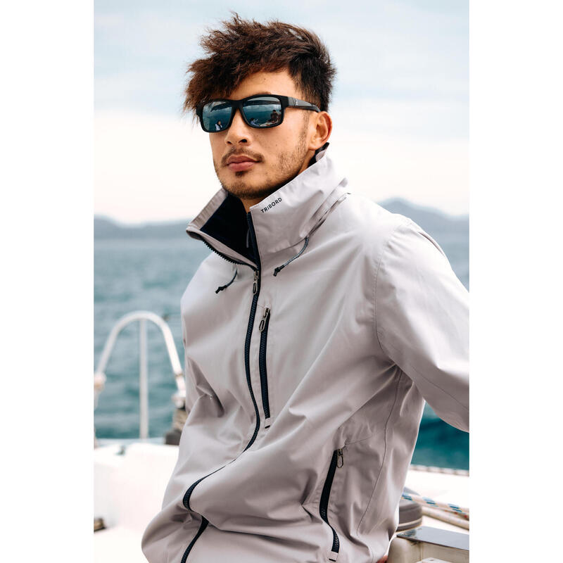 Veste de voile imperméable coupe vent Homme - Sailing 500 grise claire