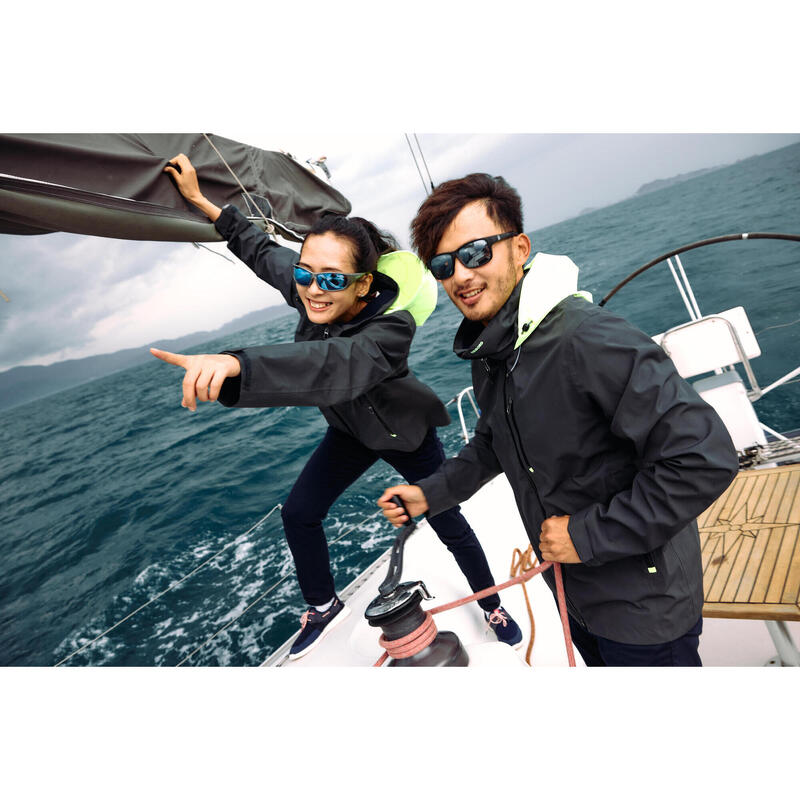 Geacă impermeabilă anti-vânt navigație SAILING 500 Gri- galben Bărbați
