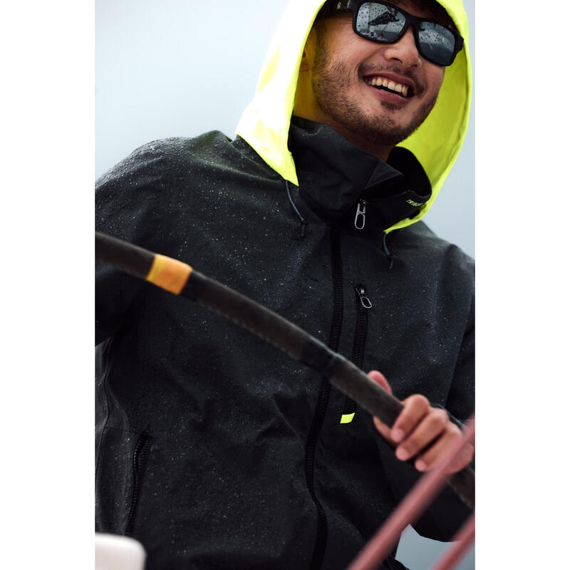 Geacă impermeabilă anti-vânt navigație SAILING 500 Gri- galben Bărbați