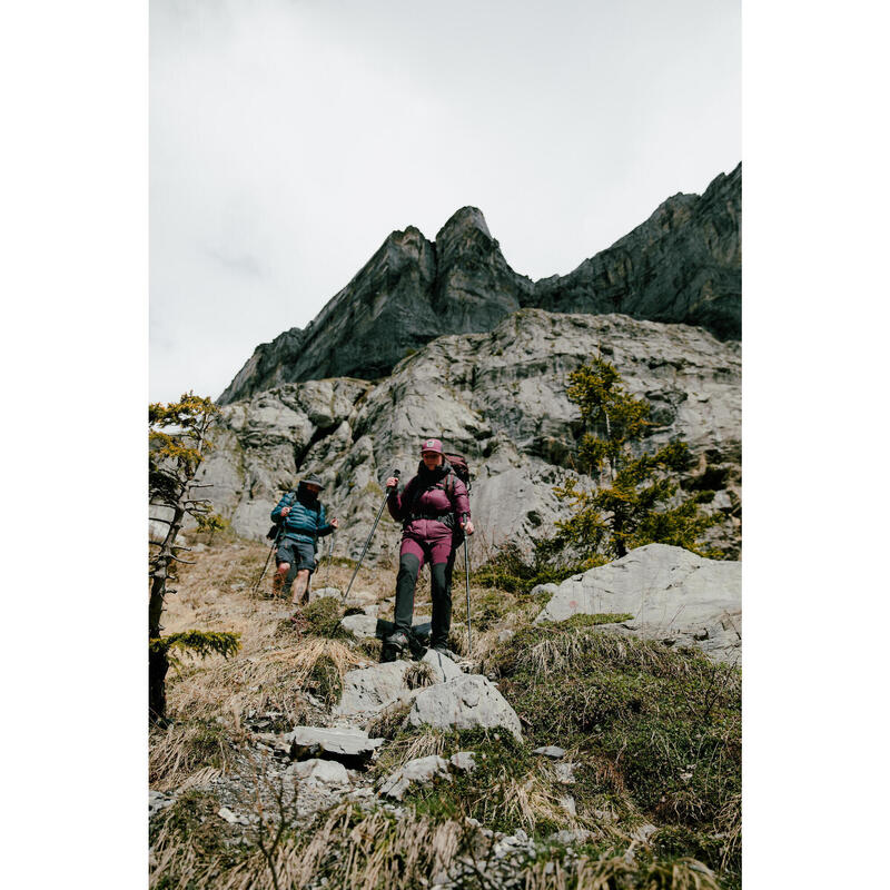 Geacă călduroasă cu umplutură de puf cu glugă Trekking MT900 -20°c Bordo Damă