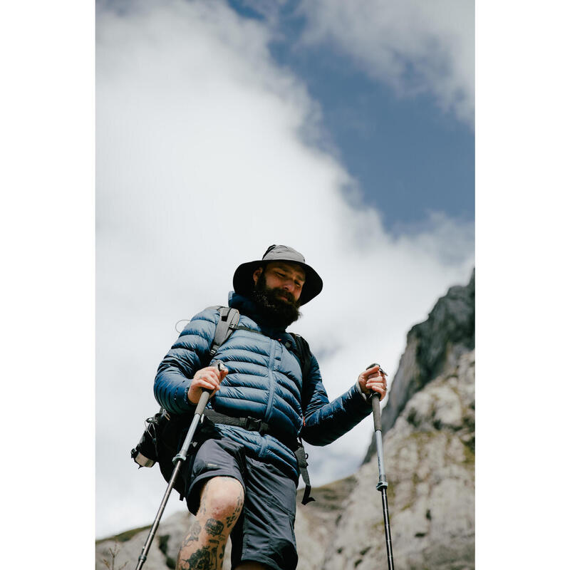 Erkek Outdoor Trekking Kapüşonlu Şişme Mont - Kuş Tüyü - Mavi - MT500 -10 °C