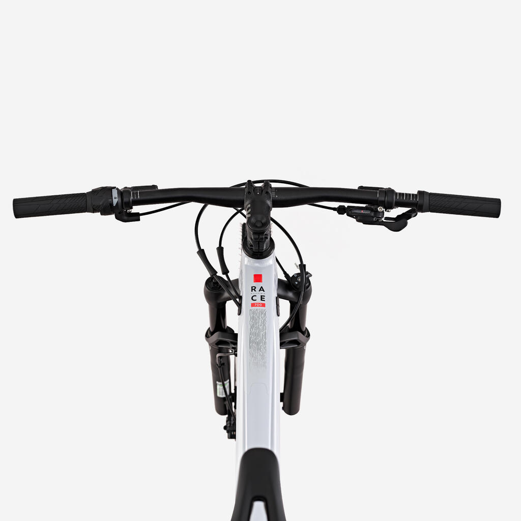 Velo vtt cross country race 700 cadre aluminium gris