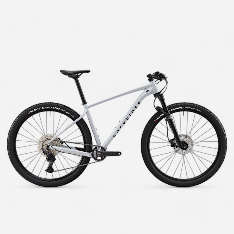 Velo vtt cross country race 700 cadre aluminium gris pour les
