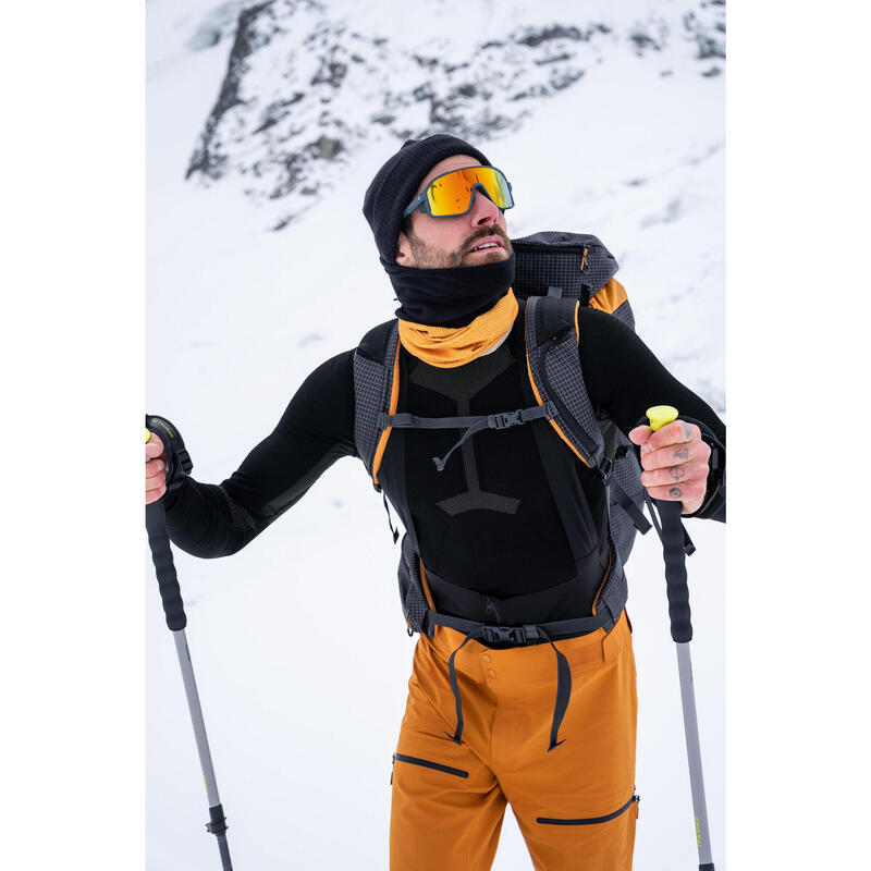 Bluză termică schi călduroasă BL500 soft seamless Negru și Kaki Bărbați