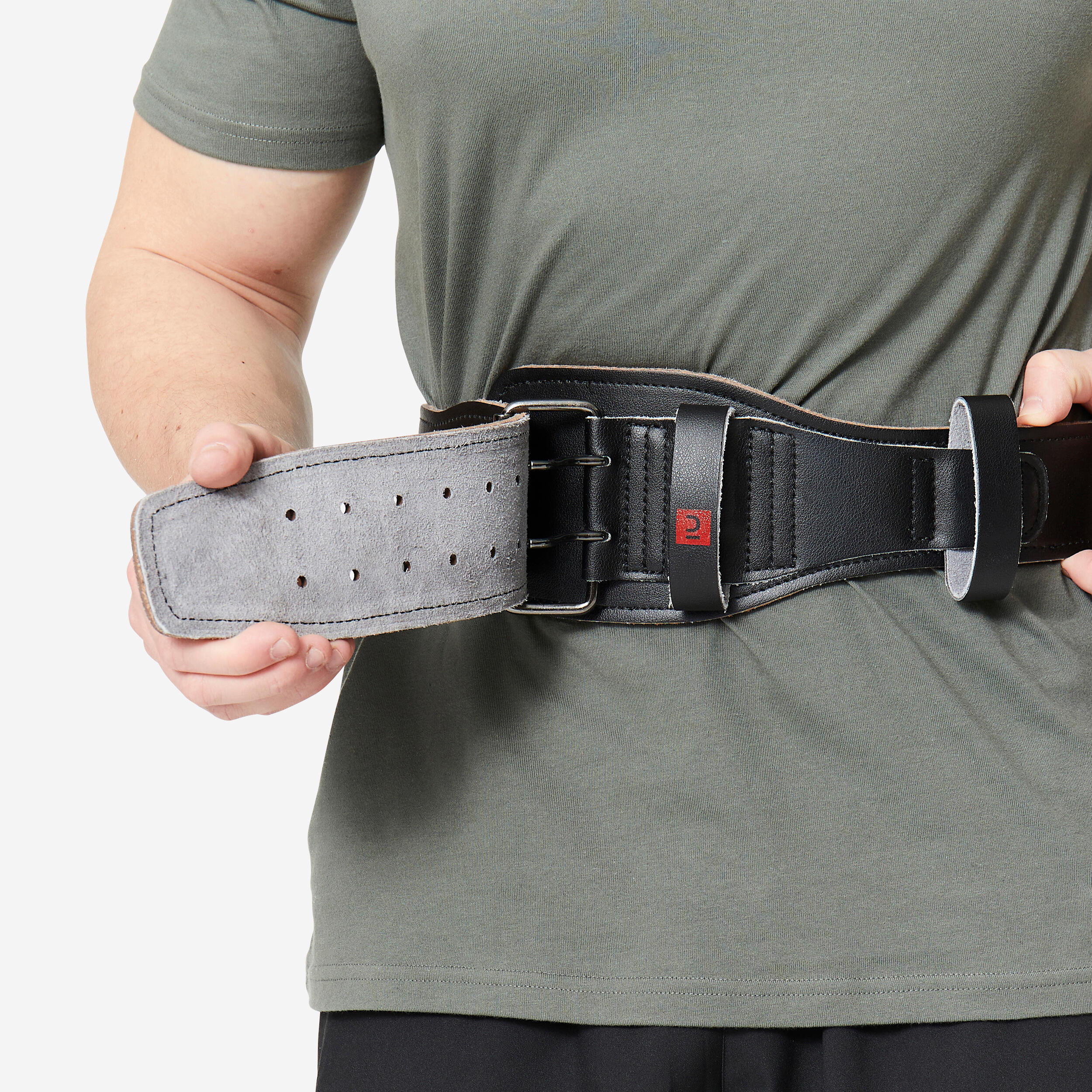 Leather lumbar belt - black