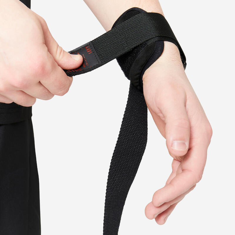 Lifting straps met polsband zwart