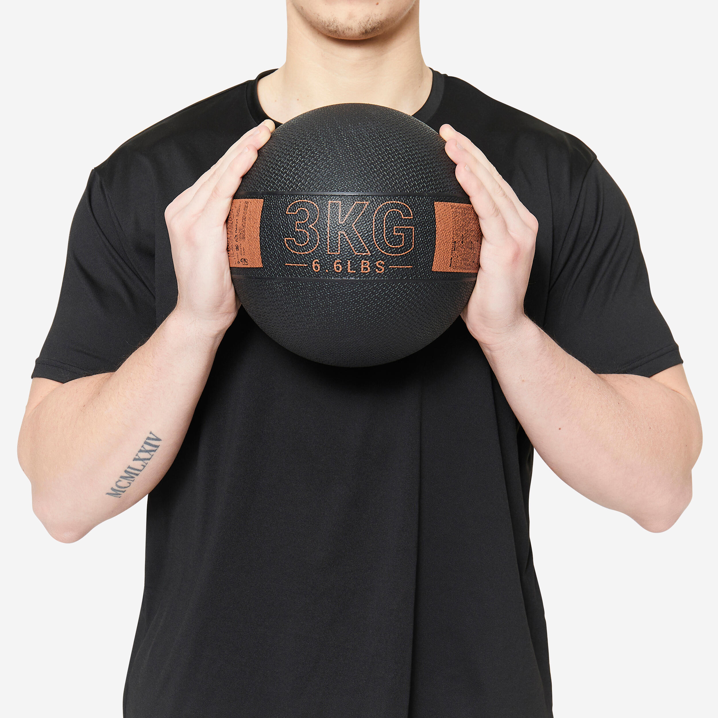 molten Medicine Ball 3kg オレンジ/ホワイト 3 kg Rubber Medicine Ball - Black/Orange | Decathlon
