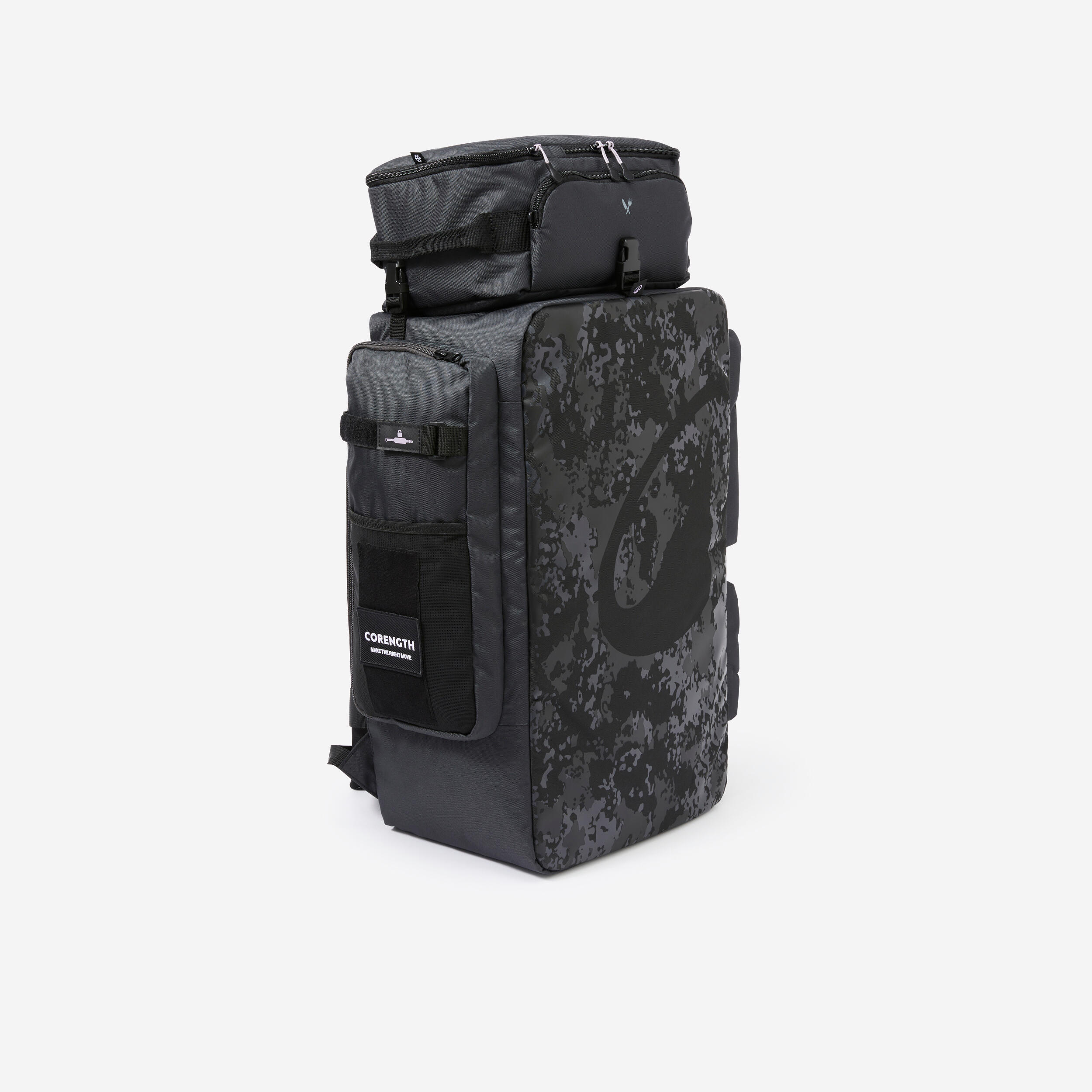 50L gym backpack with lunch compartment and laptop sleeve, black