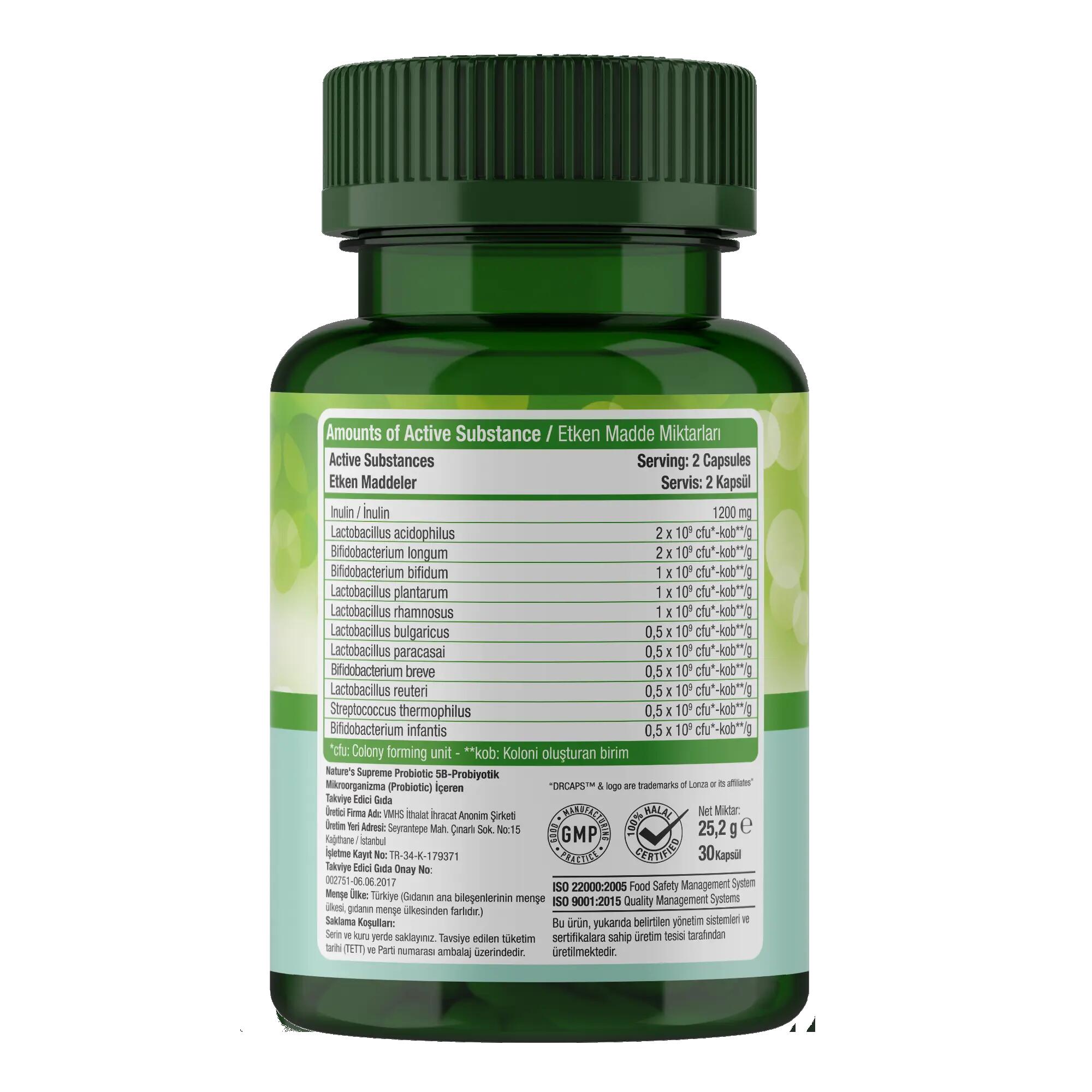 Nature's Supreme Probiotic 5B 30 Kapsül 2/3