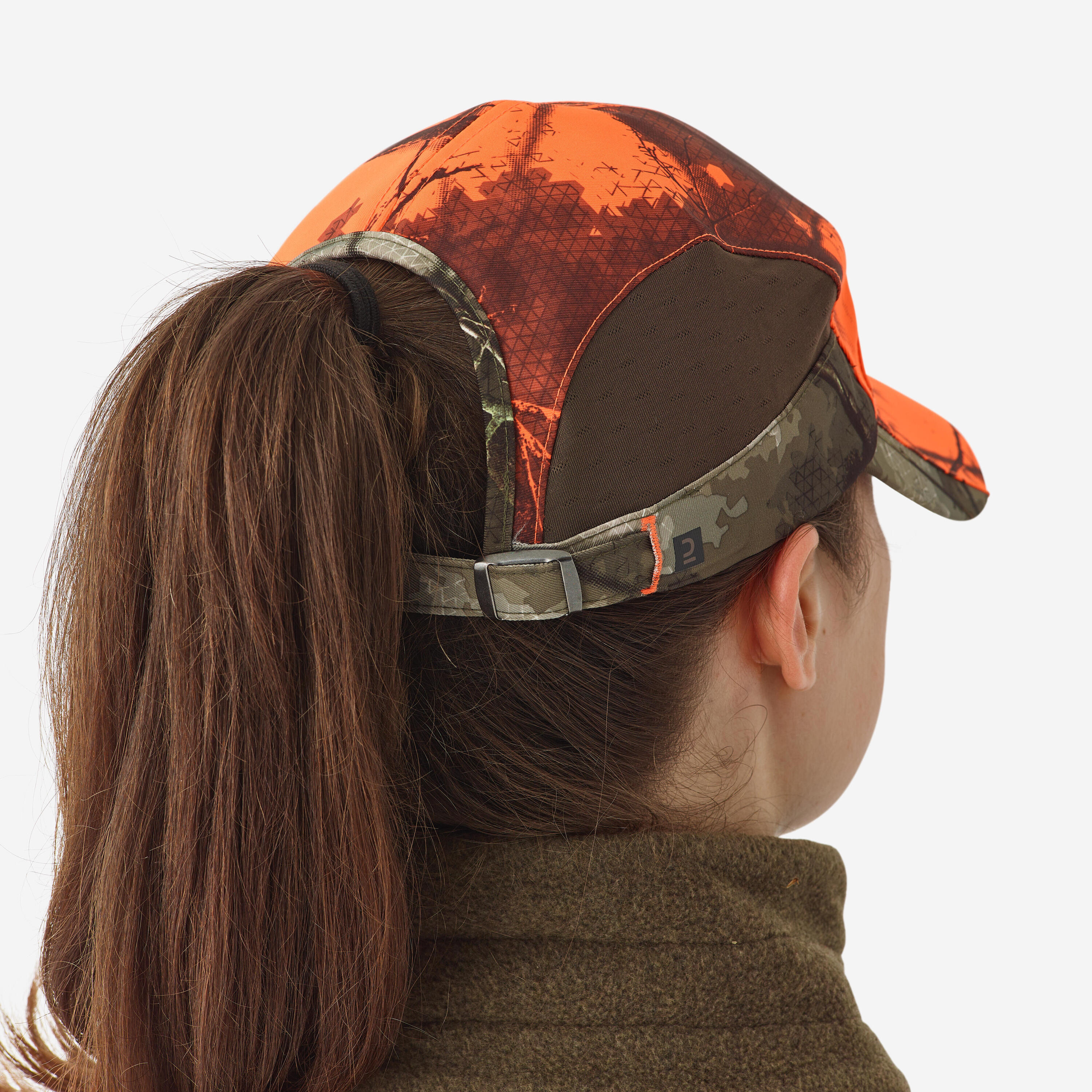 WOMEN'S HUNTING CAP LIGHTWEIGHT BREATHABLE TREEMETIC CAMOUFLAGE ORANGE 500 2/6