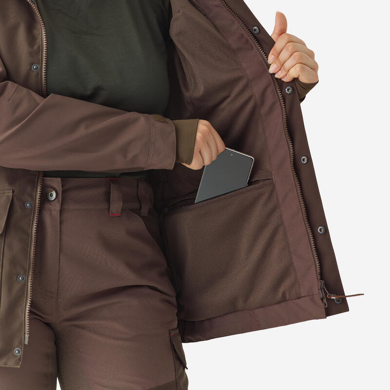 VESTE FEMME IMPERMÉABLE RESISTANTE 500 MARRON