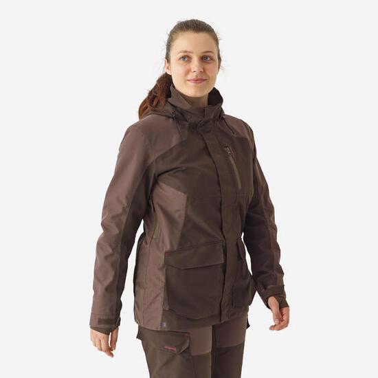 Stevige dames regenjas 500 bruin