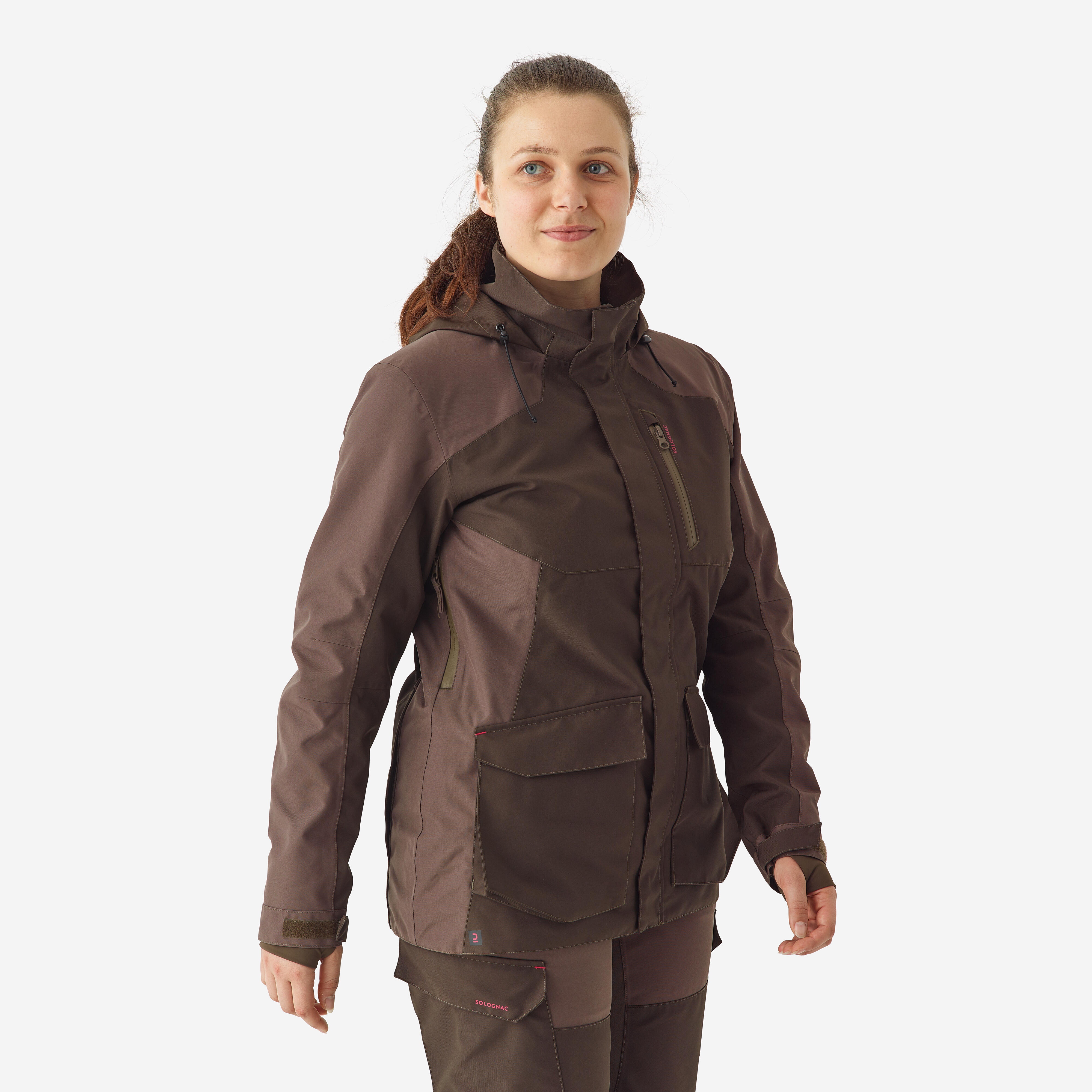 WOMEN'S WATERPROOF HUNTING JACKET 500 BROWN