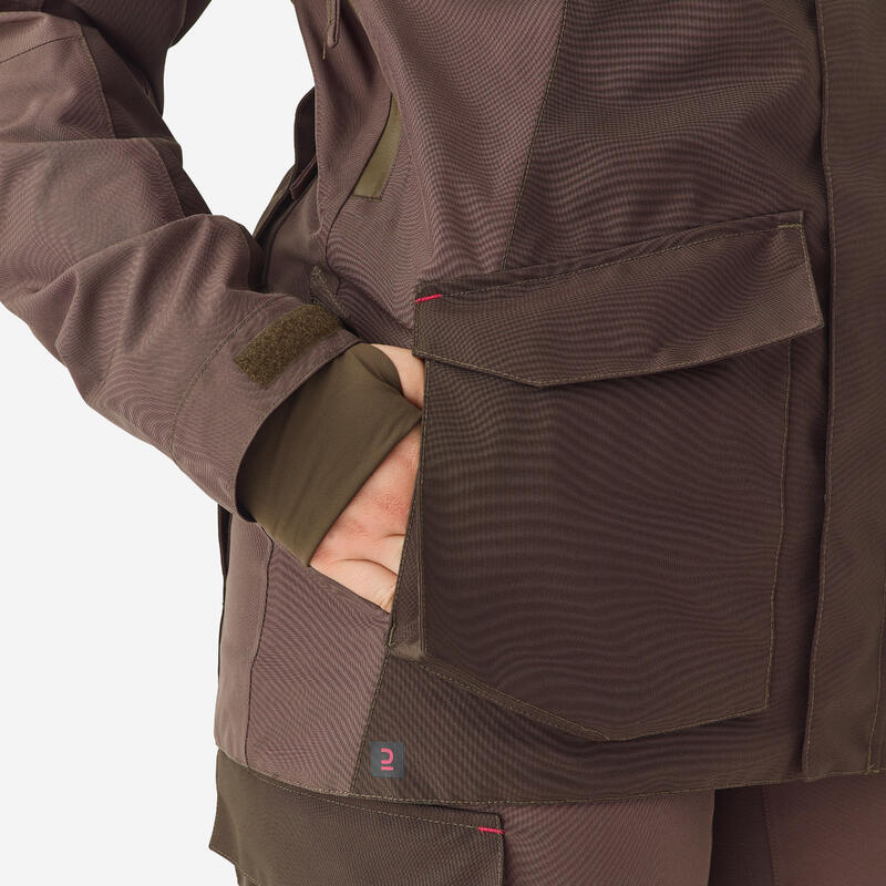 VESTE FEMME IMPERMÉABLE RESISTANTE 500 MARRON