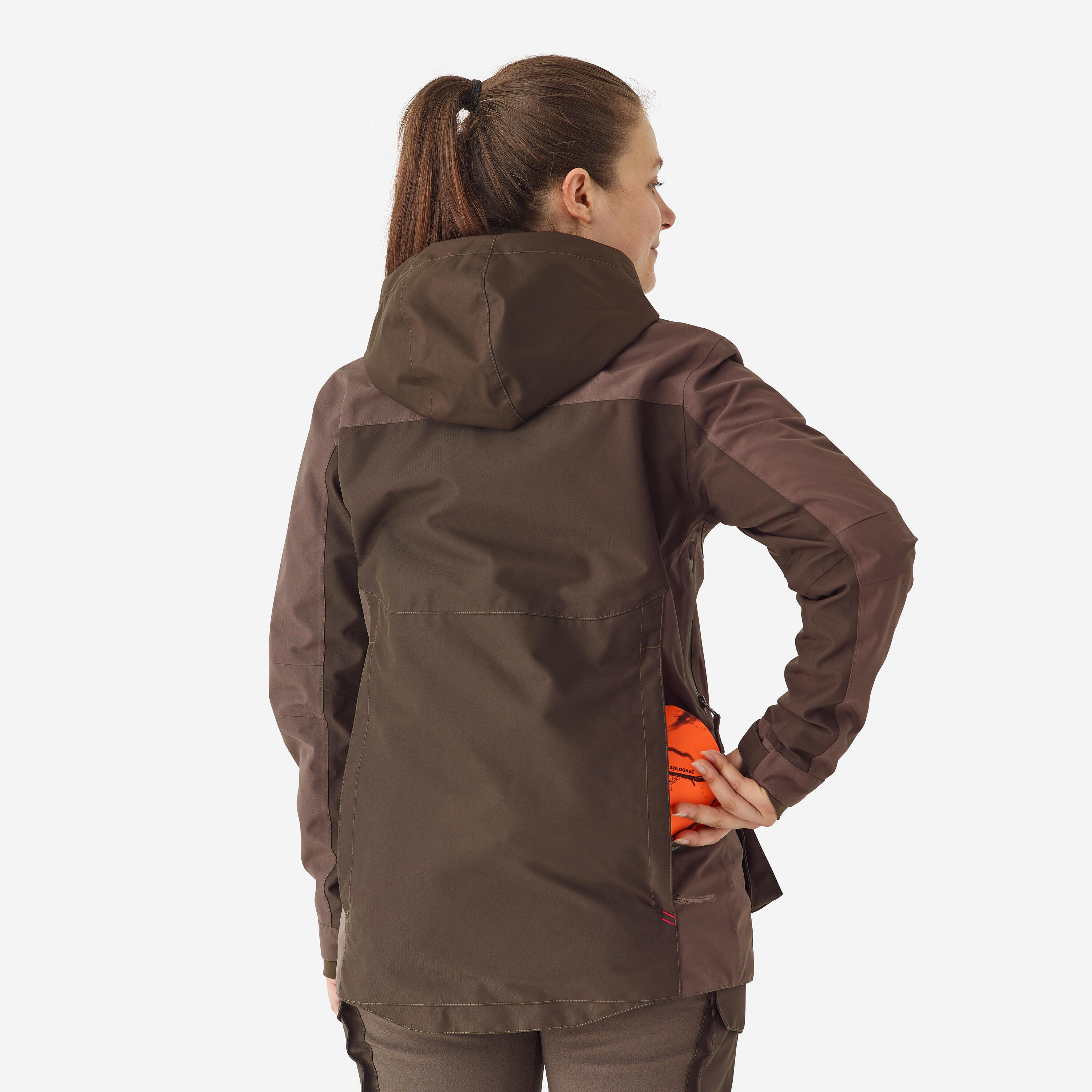 Giacca donna 500 impermeabile marrone 5/12