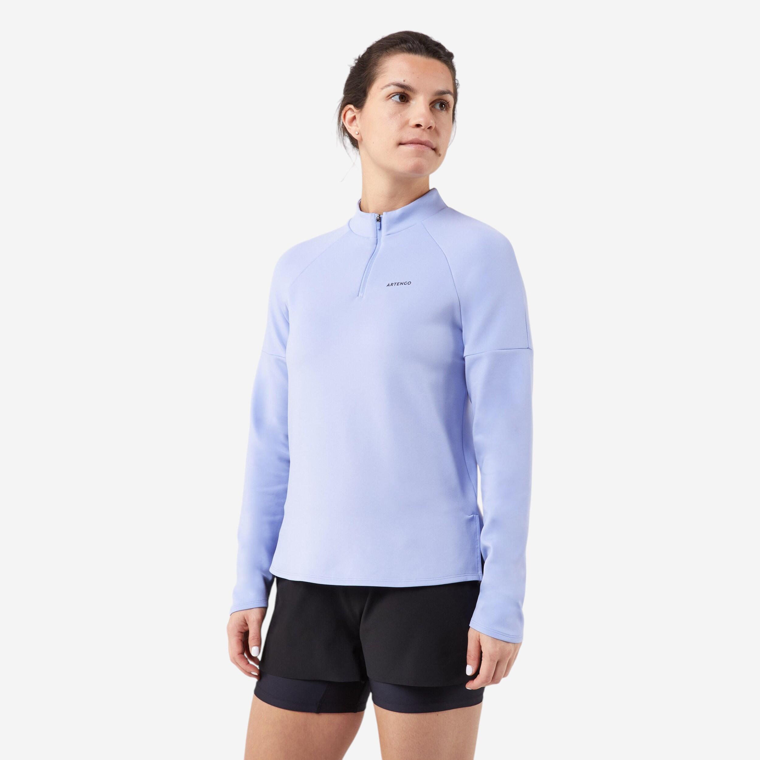 Thermo tennisshirt met lange mouwen dames zwart