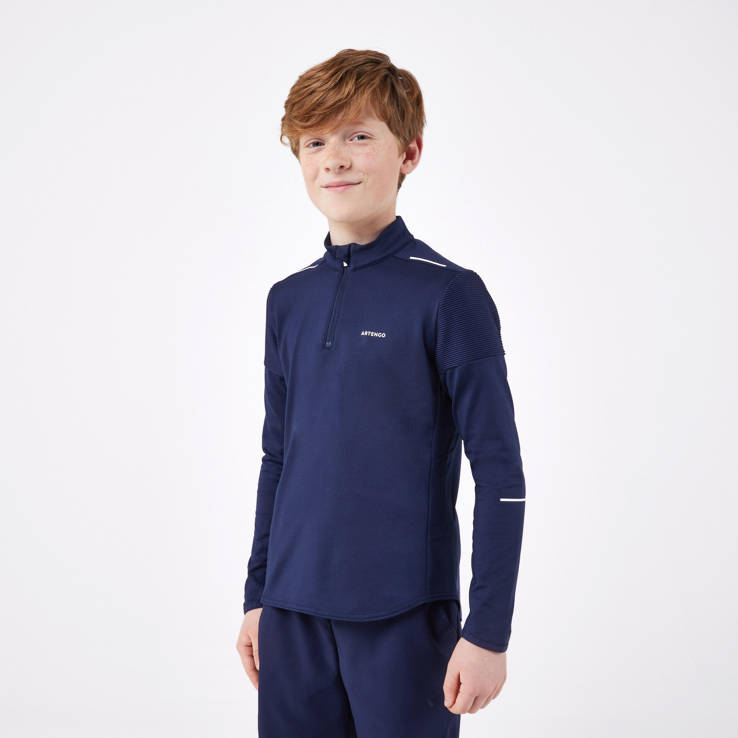 Tennis T-Shirt Long Sleeve Junior 1/2 Zip Thermic - TTS ML TH Dark Blue