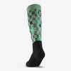 CHILDREN'S SKI AND SNOWBOARD SOCKS 100 - GREEN PATTERNED