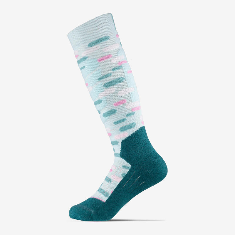 CHAUSSETTES DE SKI ET SNOWBOARD ENFANT 100 - MOTIFS BLEU