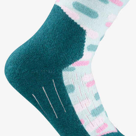 KIDS’ SKI AND SNOWBOARD SOCKS 100 - BLUE PATTERNED